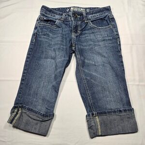 Mossimo Supply Co Womens Size 1 Fit 6 Denim Capri Jeans Medium Wash Cuffed Blue